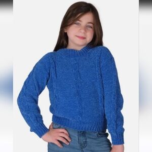 DKNY Youth Chenille Cableknit Blue Sweater Size 5/6
